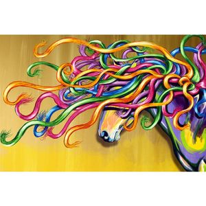 Chevaux art peinture abstraite toile Majestic Horse peint à la main peintures d'animaux colorées pour salle de bain cuisine décoration murale Gift293I