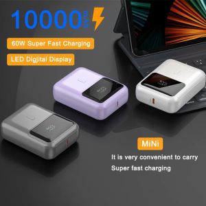 Mini batterie externe 10000mAh 60W, charge ultra rapide, batterie externe Mobile, chargeur de Camping pour iPhone Samsung Huawei Powerbank