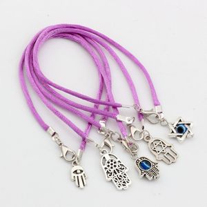 100 pièces mode Antique argent en alliage de Zinc mixte Kabbale main charme violet chaîne bonne chance Bracelets
