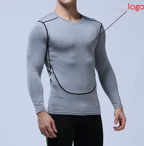 HOT 2019 Automne Hiver Sport porter maigre à manches longues stretch combat football football basket-ball fitness GYM musculation t-shirts hommes