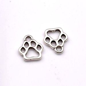 500 pièces alliage creux chien patte pendentif à breloque pour la fabrication de bijoux Bracelet collier bricolage accessoires 11x13mm argent Antique