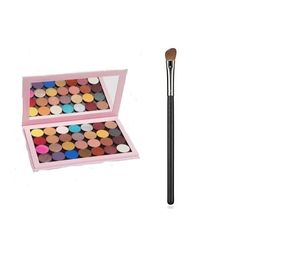 Paleta de sombras de ojos de 28 colores, una abierta, magnética, desplegable, mate, brillante, prensada, paletas de maquillaje pigmentadas en polvo con pincel para ojos en ángulo de 275, regalo gratuito