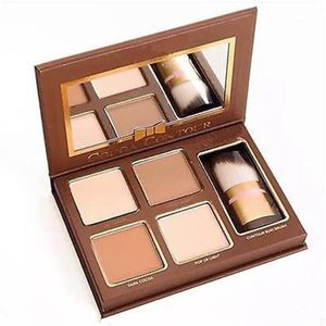 Bonne qualité Multifonction Maquillage Palesettes Visage Contourcing Bronzers Highlighters Cococa Contour 4 Couleurs Facile à porter Face-Kit avec brosses de maquillage