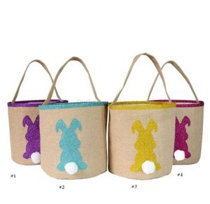 Cesta de conejo de Pascua caliente Bolsas de conejito de Pascua Orejas de conejo Bolsa de lona Huevo niños Dulces Cestas de regalo 4 colores