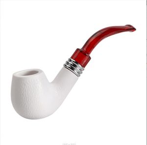Porte-cigarette à queue rouge blanche imitation sépiolite, pipe amovible et lavable, marteau exquis à l'ancienne, ensemble pour fumer lisse et bouclé