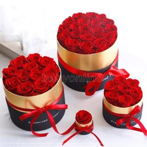 Rosa eterna caliente en caja Flores de rosas reales preservadas con caja Set Regalos románticos para el día de San Valentín El mejor regalo para el día de la madre FY4613 tt1209