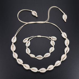 Chaud Style Européen Naturel Blanc SeaShell Bracelet Collier Tissé À La Main Femmes Bijoux Creative Conch Shells Accessoires En Gros