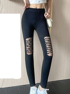 Moda novedosa mallas sexis de malla para mujer, mallas deportivas, Jeggings negros, pantalones elásticos huecos de amor para mujer, pantalones de entrenamiento para correr, pantalones de gimnasio