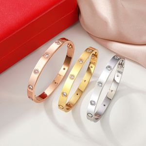Mode chaude titane acier vis tournevis Bracelets bracelets pour femmes argent rose or amour bracelet hommes avec dix pierres CZ bracelet Couple bijoux