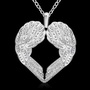 Hot fine 925 Sterling Silver Necklac Ange ailes coeur Pendante Pour Femmes charmes Cadeaux De Noël mode fête De Mariage Bijoux L230704