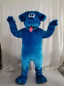 Caliente de alta calidad Fotos reales azul disfraz de mascota perro Fursuit adulto dibujos animados fiesta de Navidad