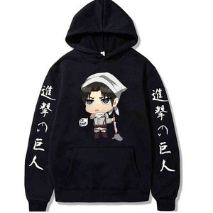 Hot Japanese Anime Kawaii Hoodies Hombres Divertido Attack on Titan Streetwear Unisex Sudaderas Hombre H1227