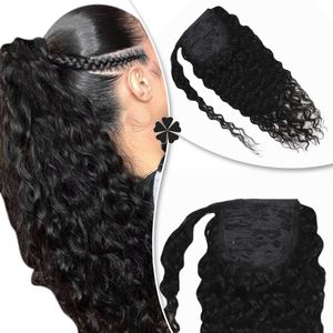 Hot Kinky Curly Fluffy Scrunchy Hairpiece Puff Ponytail Hair Bun Extensiones con elástico Wrap Cordón Clips para mujeres afroamericanas
