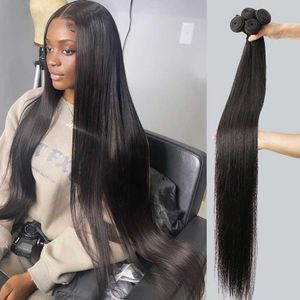 Hot Lace Wigs Bundles de cheveux humains vague brésilienne armure épaisse longue 28 30 pouces 1 3 4 noir Tissage droit 221216