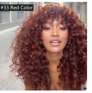 Caliente, largo, profundo, rizado, burguary, peluca de cabello humano rojo con máquina de explosión, sin encaje, pelucas de colores sin cola, 150% de densidad, completamente natural, exactamente como en la foto.