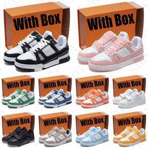 Avec Box Designer chaussures Trainer Sneaker Low pour hommes de luxe femmes noir rose jaune hommes femmes ciel bleu formateurs baskets coureurs chaussures de sport