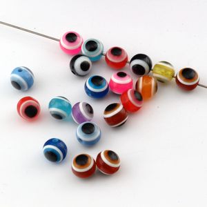 Boule de mauvais œil en résine multicolore, 1000 pièces, perles d'espacement rondes pour la fabrication de bijoux, Bracelet et collier, accessoires de bricolage