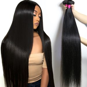 Brazilian Virgin Hair 30 32 34 36 40 Inches Straight Bundles Unprocessed Body Wave Human Hair Weaves Water Deep Wave Human Hair Extensions