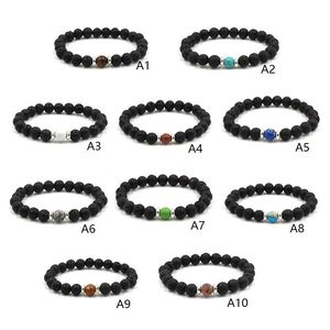 HOT Natural Cross Black Lava Stone Beads Pulsera elástica Aceite esencial Difusor Pulseras Roca volcánica con cuentas Hand Strings Jewelry