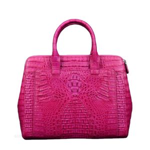 Sac fourre-tout crocodile rose vif pour femmes sacs à main en cuir quotidien avec une grande sangle de marque exotique Skin Office Lady Sacs personnalisées
