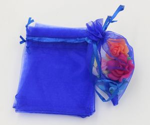 100 piezas azul real 7x9cm 9X11cm 13X18cm Organza bolsa de regalo de joyería bolsas para favores de boda, cuentas, joyería (ab647)