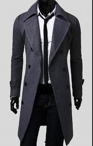 New Brand Winter Mens Long Pea Coat Men's Wool Coat Turn Down Collar Double Breasted Men Trench Coats England Wind