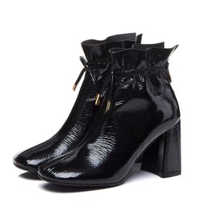 Gran oferta, novedad de 2020, botines rosas para mujer, botas de charol de alta calidad, zapatos de tacón alto elegantes a la moda para otoño e invierno