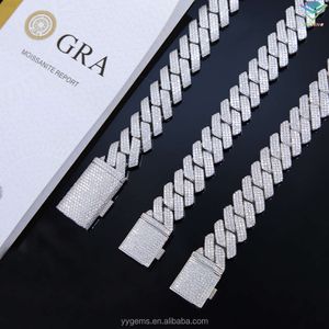 Hot Sale 3row VVS Diamond Cuba Cuba Cuban Chain 925 Silver Gold Jewelry Collares brazalitos con hiphop de moissanite GRA