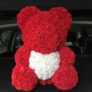 Venta caliente 40 cm Bear of Roses With Heart Flores artificiales Festival de bodas DIY Decoración de bodas baratas Artesanía Best Gif Tair11