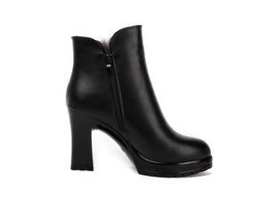 Vente chaude-bottines hiver daim talons hauts bottes dames mode bout pointu gladiateur chaussures en cuir noir pour femme