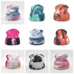 Offre spéciale Beanie hiver pour femmes hommes Crochet Skullies chapeau cravate teinture chapeau unisexe automne tricoté bonnets casquette accessoires sauvages