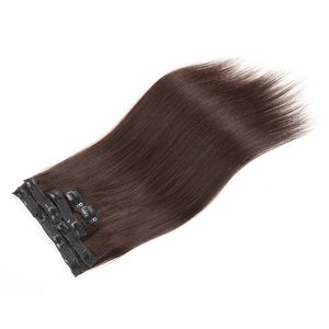 Venta caliente Clip de precio barato en extensiones de cabello humano color negro natural Color marrón Opciones de color rubio 160g 18 piezas, DHL gratis