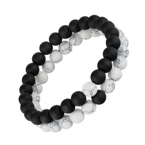 Pulsera de distancia Blanco Negro Yin Yang Beads strand Pulsera para Mujeres Hombres Parejas Regalos de joyería del Día de San Valentín