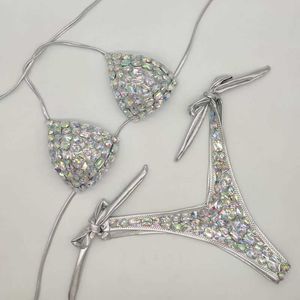 Conjunto de traje de baño de bikini con diamantes tachonados baratos a precio de fábrica de venta caliente
