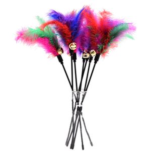Hot Sale Funny Cat Toys Mixed Feathers Cat Sticks With Small Bell Playing Interactive Toy Pet Cat Supplies