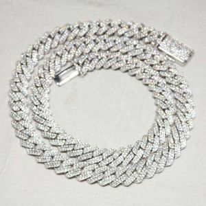 Hot Sale Jewelry Pass Diamond Tester 12mm VVS Moisanite Diamond 925 Silver Silver Iced Out Coubain Collier de chaîne