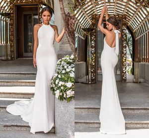 Offre spéciale sirène Simple robe De mariée ivoire tache robes De mariée élégant dos nu robes De mariée Vestido De Noiva Sereia