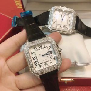 Vente chaude Nouvelles montres carrées 40 mm Genève véritablement en acier inoxydable montres mécaniques et bracelet masculine mâle mâle