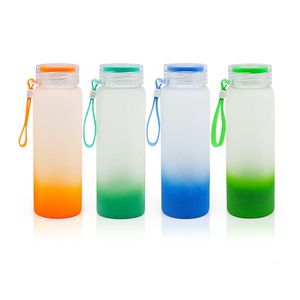 Vente chaude en ligne personnalisée 500 ml Couleur mélangée SUBILATION SUBLIMATION EAUGURATION EN VERRE AVEC LID