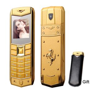 Téléphones mobiles super luxe débloqués pour homme femmes double carte sim Mp3 caméra cadre métallique en acier inoxydable téléphone portable étui gratuit