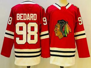 Vente chaude en gros livraison directe maillots de hockey personnalisés Conner Bedard 98 rouge blanc couleur cousu hommes femmes maillot de jeunesse