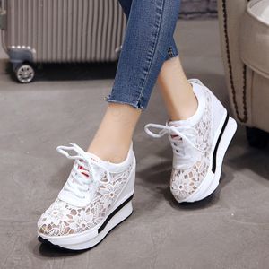 Gran oferta, novedad de verano 2020, zapatillas transpirables de encaje, zapatos de mujer, cómodos zapatos informales con plataforma para mujer, zapatos de cuña K731