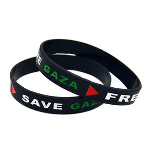 1PC gratuit Palestine sauver Gaza Bracelet en caoutchouc de Silicone Triangle Logo noir et blanc taille adulte pour l'organisation
