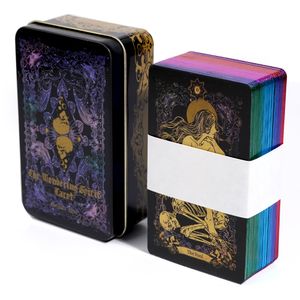 Venta caliente 78 Cartas de Tarot Wondering Spirit Juego de mesa para adivinación Uso personal Tarot Deck Juegos de fiesta Juego de mesa en inglés completo Caja de hierro