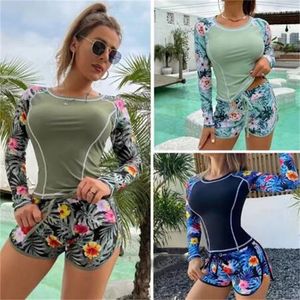 Vente à chaud bikini femme plage de set de bain usure de nage d'été maillot sexy design imprimer des boxers de maillot de bain à manches longues de haute qualité vêtements pour femmes