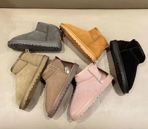 Venta caliente botas clásicas Super Mini 5854 botas de nieve para mujer mantener la bota abrigada Última moda Antílope marrón Reno Marrones Piel de oveja Piel de vaca Cuero genuino Felpa