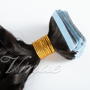 Hot Sell Indian Natural Color 100g 3A 3B 3C Kinky Curly Virgin Remy Tape In Human Hair Bundles Extensions Grade 12A