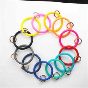 Pulsera de silicona Llavero Brazalete Fiesta Llavero Pulsera Libera tu mano DIY Negro Rojo Azul Rosa Llaveros Llave del coche Moda Mujer Hombre Pulseras Brazaletes Titular de llaves