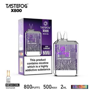 Vente chaude Vape Factory gros Tastefog X800 bouffées jetables Vape Pod Vapes Kit lampe de poche 20 saveurs TPD cigarette électronique avec lanière gratuite