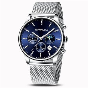 Vendeur chaud CRRJU 2266 Quartz Hommes Montre Vente Chaude Casual Personnalité Montres De Mode Populaire Étudiant Montres De Luxe Avec Bracelet En Acier Inoxydable